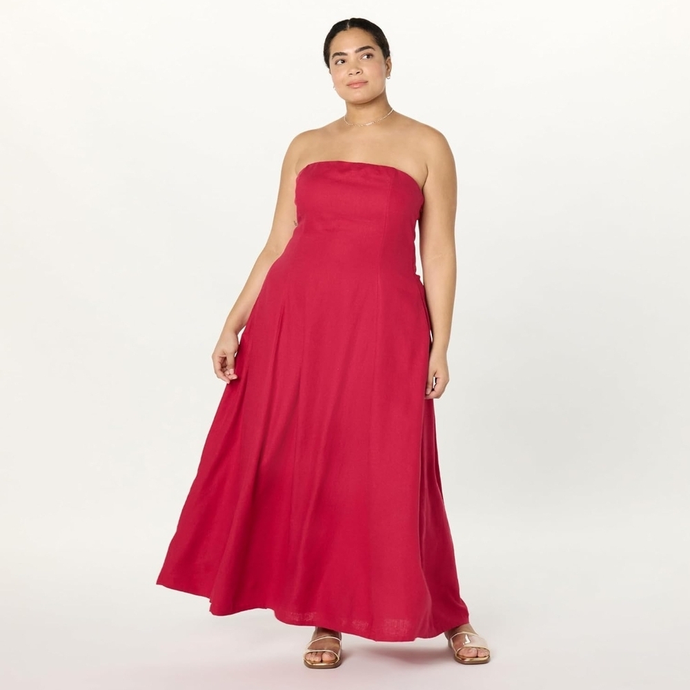 The Drop Women's Carlota Strapless Linen Maxi Dress